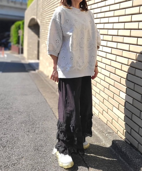 H.A.K（ハク） tシャツ 半袖 プレミアム裏毛フラワーボーラーレース 