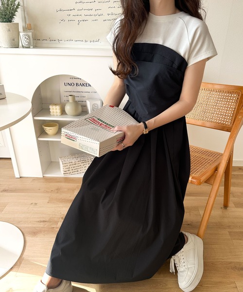 「classicalelf」 ドッキングワンピース MEDIUM ホワイト×ブラック レディース_画像4