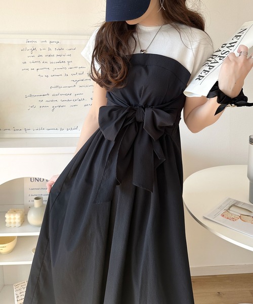 「classicalelf」 ドッキングワンピース MEDIUM ホワイト×ブラック レディース_画像5