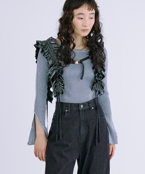 「Ezick」 長袖ニット FREE ブラック レディース_画像7