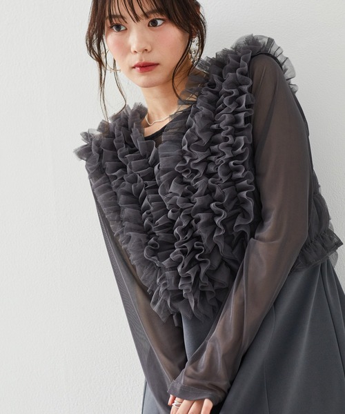RANAN（ラナン） ドレス 「3点セット」チュールフリルベストフレア