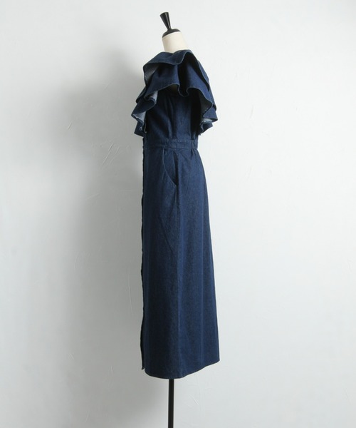 「&. NOSTALGIA」 ノースリーブワンピース FREE インディゴブルー レディース_画像2