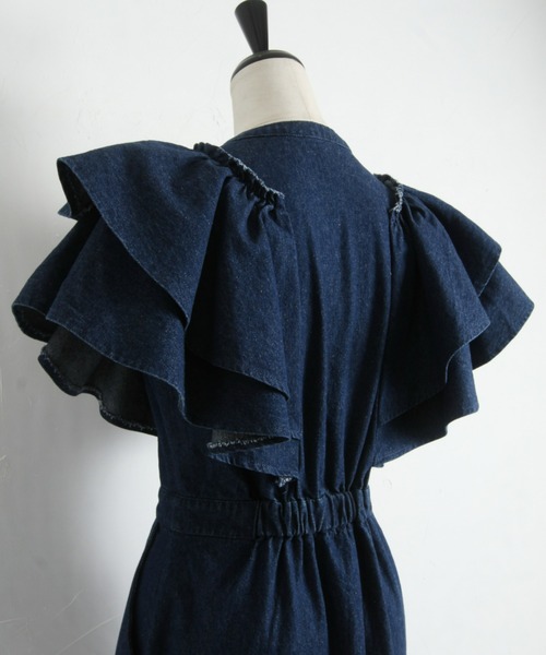 「&. NOSTALGIA」 ノースリーブワンピース FREE インディゴブルー レディース_画像3