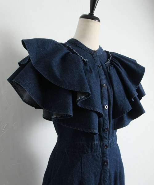 「&. NOSTALGIA」 ノースリーブワンピース FREE インディゴブルー レディース_画像5