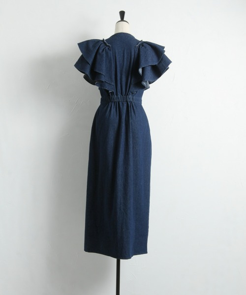 「&. NOSTALGIA」 ノースリーブワンピース FREE インディゴブルー レディース_画像6