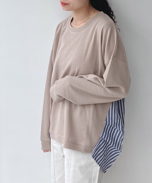 「AS KNOW AS plus」 長袖カットソー FREE ベージュ レディース_画像2