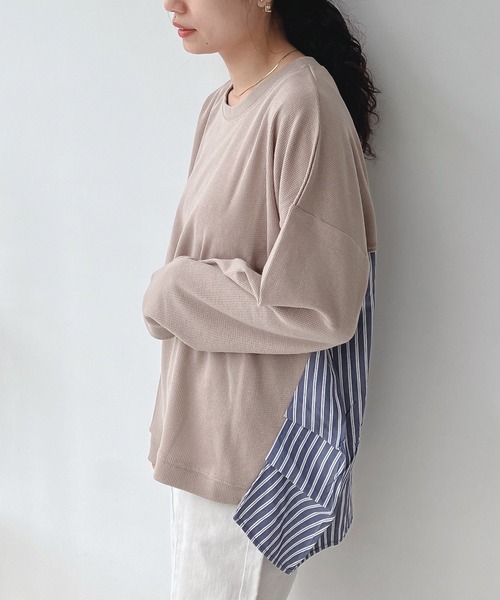 「AS KNOW AS plus」 長袖カットソー FREE ベージュ レディース_画像3