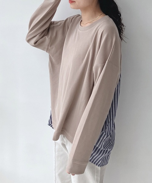 「AS KNOW AS plus」 長袖カットソー FREE ベージュ レディース_画像4