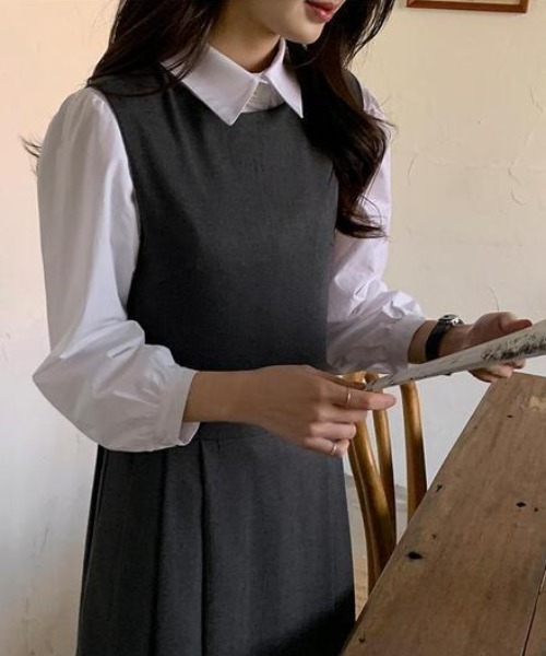 「FREE STYLISTS」 ノースリーブワンピース FREE ダークグレー レディース_画像4