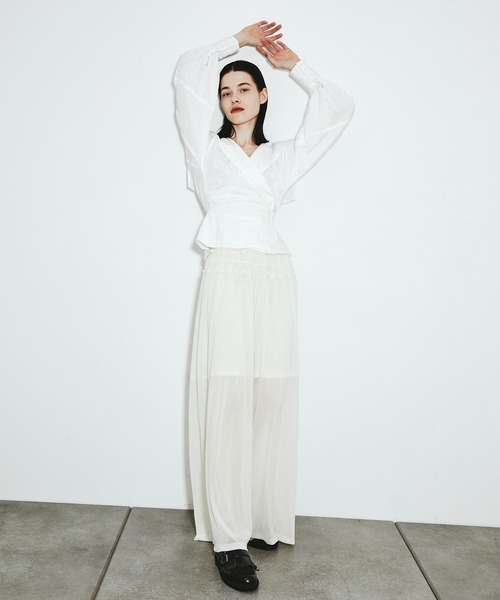 トップス FETICO ROSE VELVET TULLE SHIRRING TOP Velvet tulle shirring dress(36 BLACK): FETICO: WOMENS｜THE TOKYO