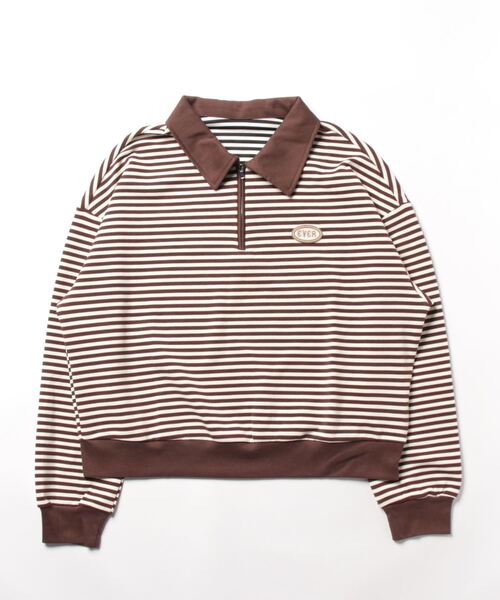 「aimoha」 長袖ポロシャツ FREE ネイビー レディース_画像3