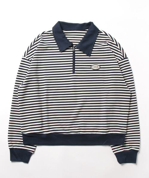 「aimoha」 長袖ポロシャツ FREE ネイビー レディース_画像4