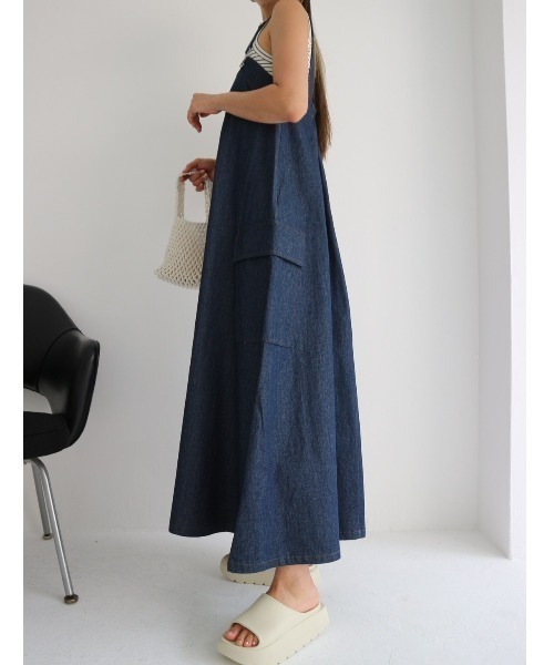 「TRUNC」 キャミソールワンピース FREE ネイビー レディース_画像2