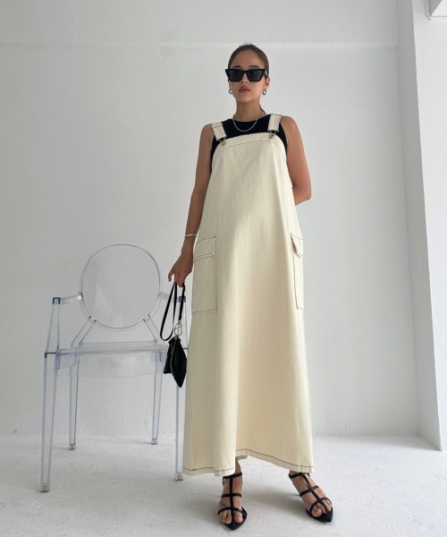 「TRUNC」 キャミソールワンピース FREE ネイビー レディース_画像7