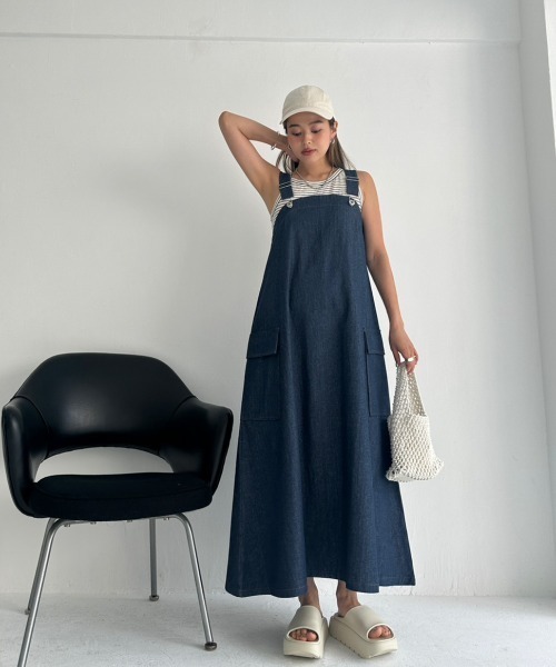 「TRUNC」 キャミソールワンピース FREE ネイビー レディース_画像9