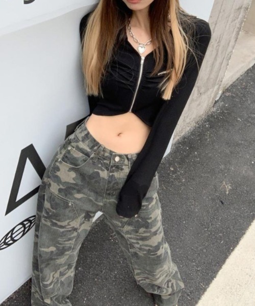 「a lot of love」 デニムパンツ L カーキ レディース_画像5