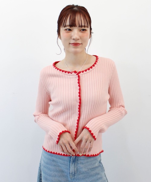 yori  配色ニットカーディガン レイヤード風配色ニットカーディガン(p280982) ネコポス発送10 | reca