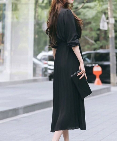 「Girly Doll」 7分袖ワンピース M キャメル レディース_画像5