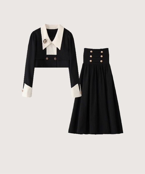 LA POMME petit（ラポミ・プチ） セットアップ Ivory-Collar Elegance