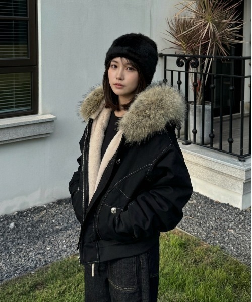 Lateru ジャケット テーラードジャケット フェイクファー付き裏ボア