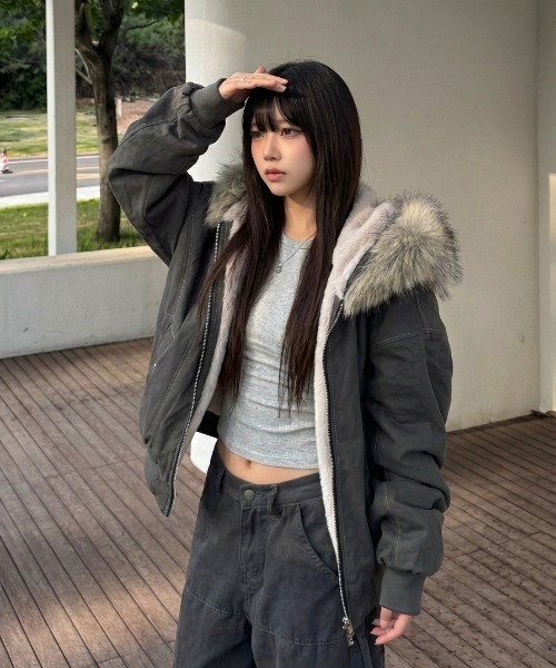 Lateru ジャケット テーラードジャケット フェイクファー付き裏ボア