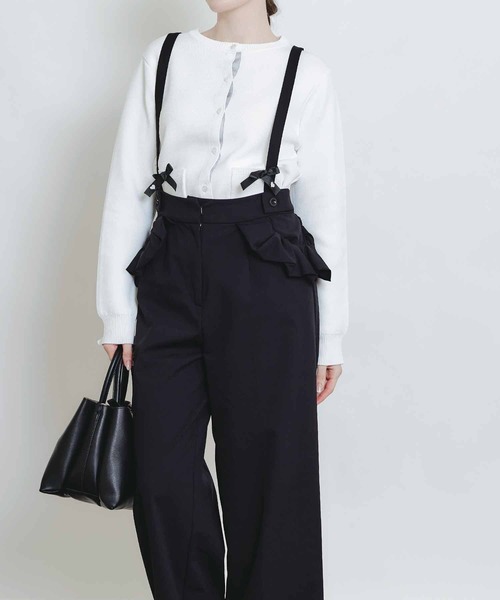 PICCIN PERLA ワイドパンツ パンツ フリルポケットサスペンダー付き