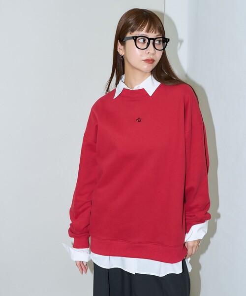 「PUBLUX」 スウェットカットソー フリ- チャコールグレー レディース_画像5