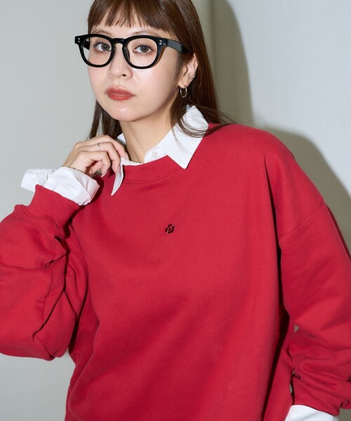 「PUBLUX」 スウェットカットソー フリ- チャコールグレー レディース_画像6