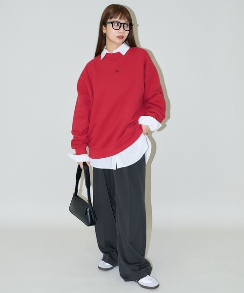 「PUBLUX」 スウェットカットソー フリ- チャコールグレー レディース_画像7