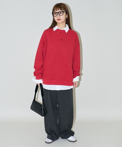 「PUBLUX」 スウェットカットソー フリ- チャコールグレー レディース_画像8