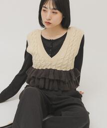 専用☆KBFシャツとURポケット付きニットの2点セットです☆ KBF(ケイビーエフ)の「カラーハンドステッチ2WAYニット」 - PARTE
