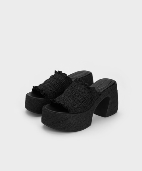 「CHARLES & KEITH」 ミュール 23.5cm ブラック レディース_画像2
