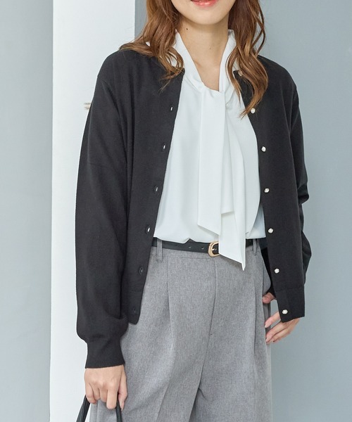 「Honeys」 「GLACIER」ニットカーディガン LL 杢グレー レディース_画像7