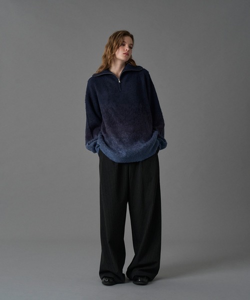 「ONCILY」 長袖ニット LARGE ネイビー メンズ_画像4