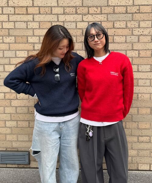 「FFEIN」 長袖ニット SMALL レッド メンズ_画像5