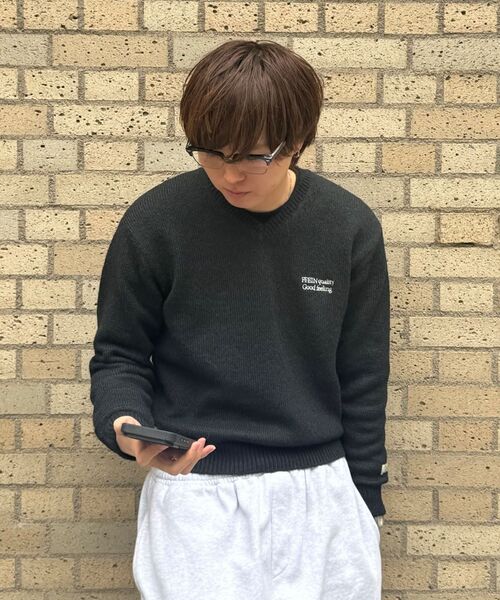 「FFEIN」 長袖ニット SMALL レッド メンズ_画像7