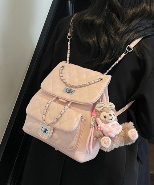 ReRe デイバック リュック チェーンデザインキルティングリュック