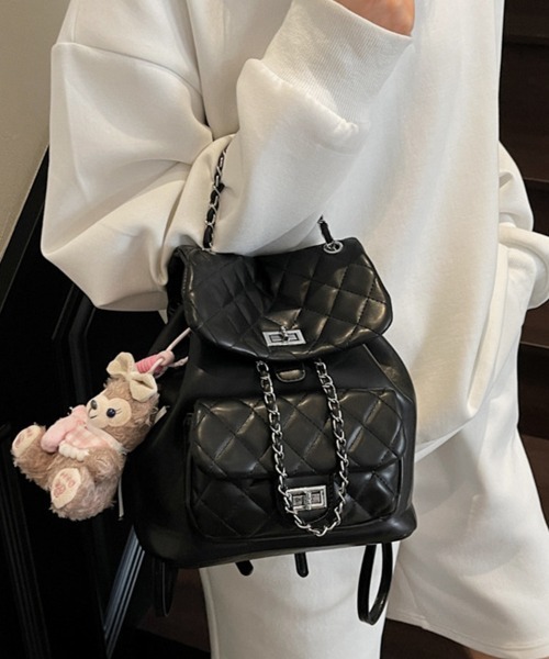 ReRe デイバック リュック チェーンデザインキルティングリュック