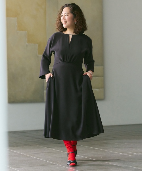 「VERMEIL par iena」 長袖ワンピース 38 ブラック レディース_画像3