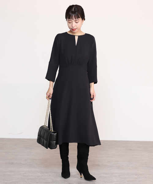 「VERMEIL par iena」 長袖ワンピース 38 ブラック レディース_画像4