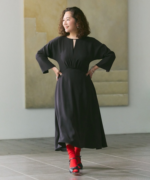 「VERMEIL par iena」 長袖ワンピース 38 ブラック レディース_画像10