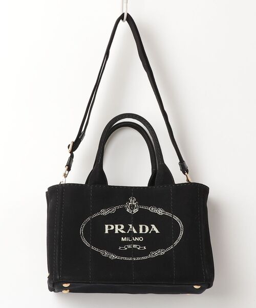 PRADA CANAPA 2WAY ハンドバッグ ブラック PRADA（プラダ） カナパ 2WAYバッグ - ブラック レディース : ZOZOTOWN