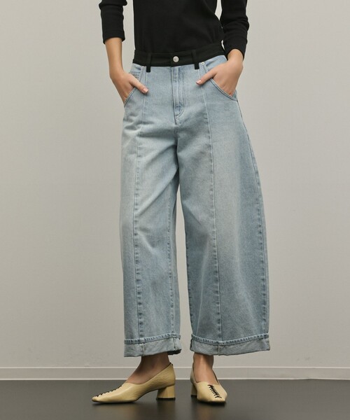 ワイドパンツ パンツ クロップトバレルパンツ レディースの画像