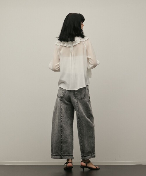 ワイドパンツ パンツ クロップトバレルパンツ レディースの画像