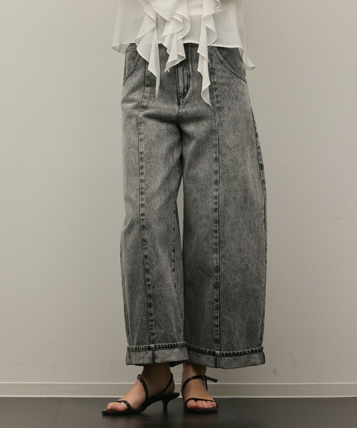 ワイドパンツ パンツ クロップトバレルパンツ レディースの画像