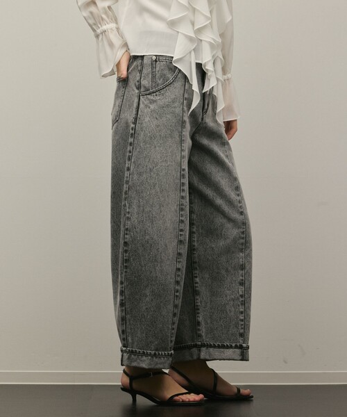 ワイドパンツ パンツ クロップトバレルパンツ レディースの画像