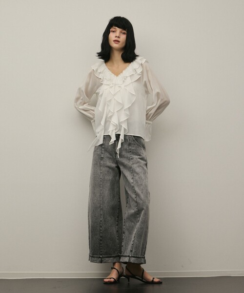 ワイドパンツ パンツ クロップトバレルパンツ レディースの画像