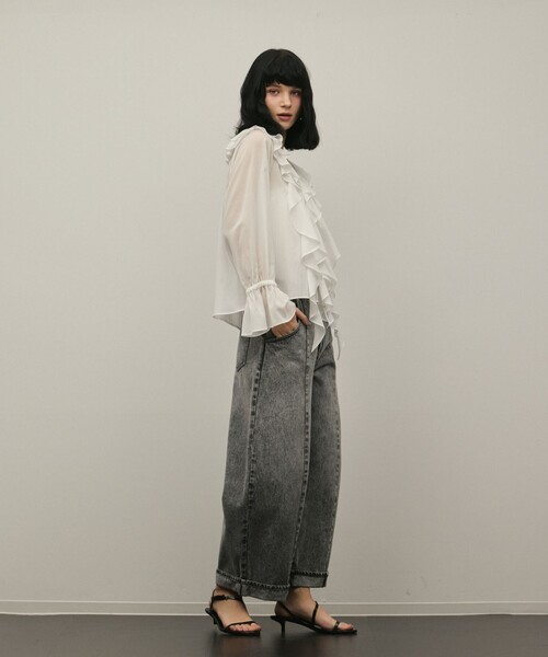 ワイドパンツ パンツ クロップトバレルパンツ レディースの画像