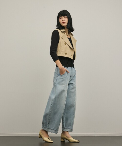 ワイドパンツ パンツ クロップトバレルパンツ レディースの画像