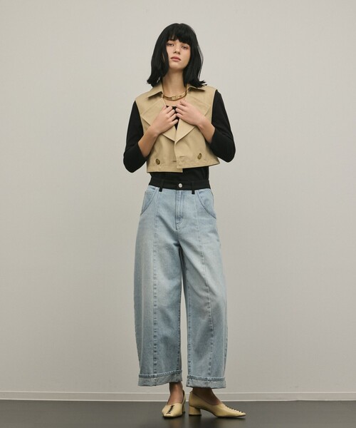 ワイドパンツ パンツ クロップトバレルパンツ レディースの画像